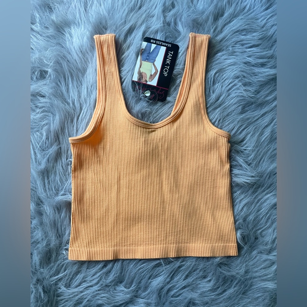 ☀️Orange Ribbed Tank Top - Picture 4 of 6